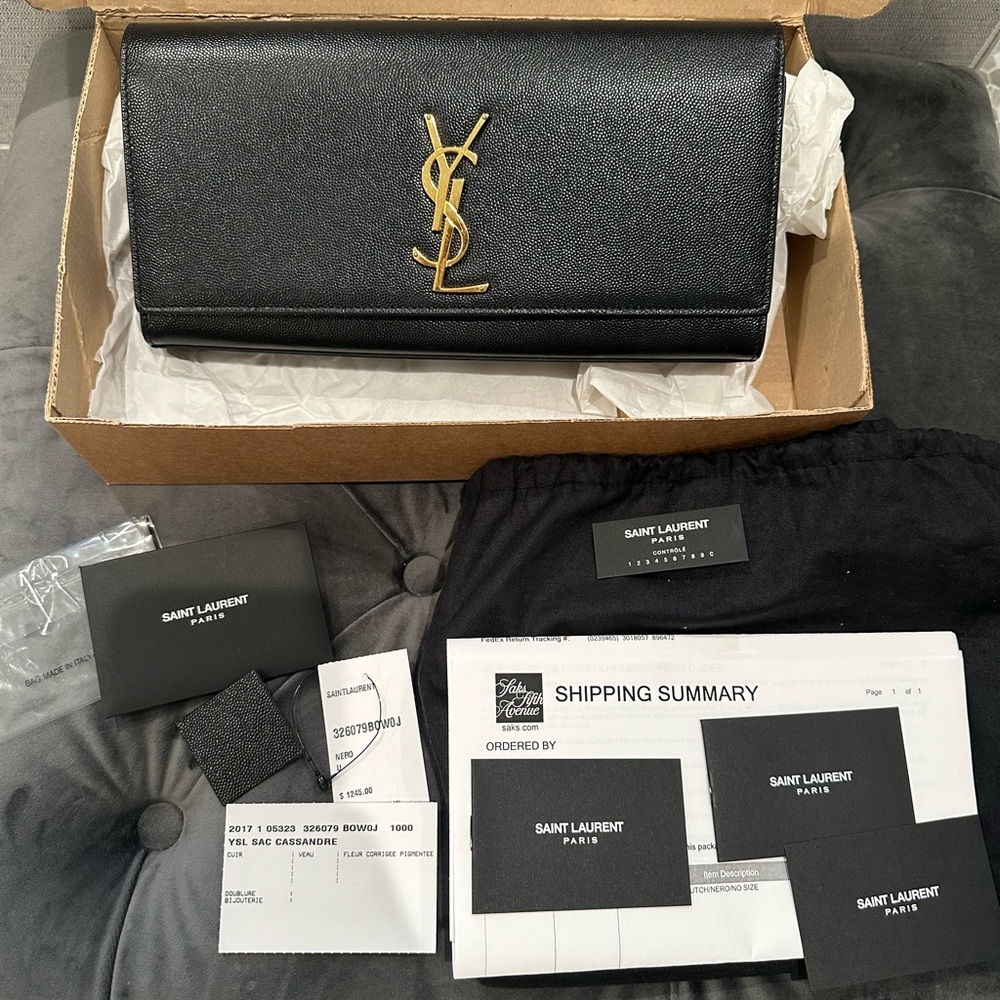 Saint Laurent Black Leather Clutch